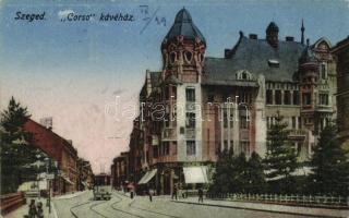 Szeged Corso Kávéház villamossal