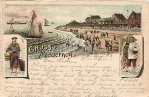 1893 (!) Norderney, folklore litho