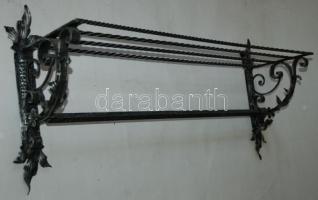 Régi, díszes kovácsoltvas előszobafogas 
Smithed iron coathanger 77 cm