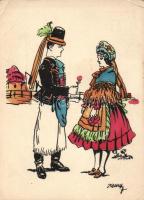 Hungarian folklore, artist signed (EK)