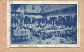Budapest XI. Bartók étterem belső képe díjjegyes levelezőlapra ragasztva