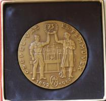 1967. Csepel Vas- és Fémművek 75 éves jubileum Br emlékplakett (60cm) eredeti dísztokban T:1