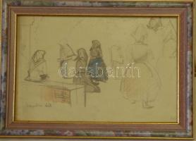 5 db rajz vázlat igényes  üvegezett keretben  Istokovits jelzéssel