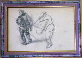 5 db rajz vázlat igényes  üvegezett keretben  Istokovits jelzéssel