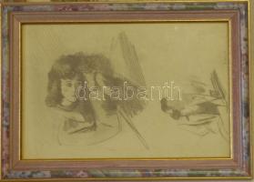 5 db rajz vázlat igényes  üvegezett keretben  Istokovits jelzéssel