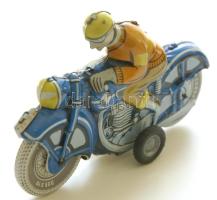~1970 Régi lemezárugyári pléh motoros figura jó állapotban 10x16 cm