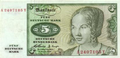 NSZK 1960. 5M T:II-(apró lyuk) Germany-Federal Republic 1960. 5 Mark C:VF(tiny hole)