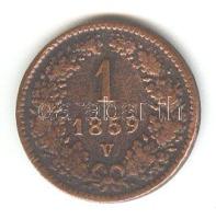 Ausztria/olasz verdejel 1859V 1Kr T:3/3+ Austria/Italian mint mark 1859V 1 Kreuzer C:F/VF