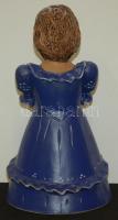 Mázas kerámia női szobor FZ jelzéssel /
Painted glazed ceramics scuplture 24cm