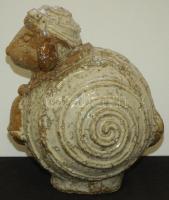 Mázas kerámia bárány figura jelzés nélkül 20cm magas