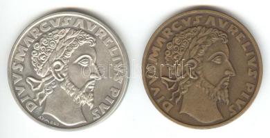1982. "MÉE - Marcus Aurelius" Br és Ag(645) (34,6g) emlékérem (42mm) pár T:1