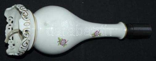 Apró virágokkal díszített kézzel festett aranyozott jelzett Herendi porcelán lámpatest / Handpainted...