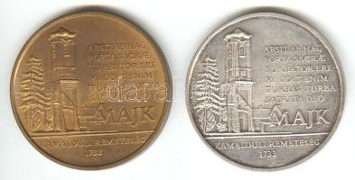 1991. "Majk-Kamalduli remeteség 1733 / Oroszlány" ezüstözött Br és Br emlékérem (42,5mm) pár szign.: Kóbor Sándor T:2