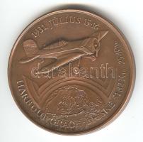 1991. "60 éves a magyar óceánrepülés - Endresz Gy.-Magyar S." Br emlékérem (42,5mm) szign....