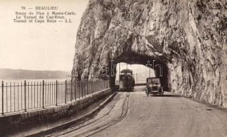 Beaulieu Tunnel of Cape Roux, tram, automobile