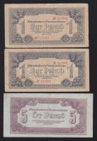 1944. "A Vörörshadsereg Parancsnoksága" 1P (2x) + 5P + 10P (2x) + 20P (2x) + 1000P T:II,III(1000P restaurált)