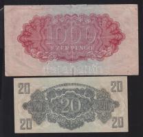 1944. "A Vörörshadsereg Parancsnoksága" 1P (2x) + 5P + 10P (2x) + 20P (2x) + 1000P T:II,II...