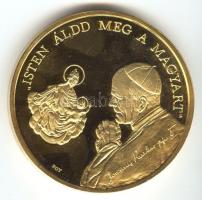 1991. "II.János Pál pápa látogatása - Máriapócs" aranyozott piefort emlékérem. Szign: BGY ...
