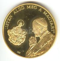 1991. "II.János Pál pápa látogatása - Szombathely" aranyozott emlékérem. Szign: BGY / Lebó F. (43mm) T:PP
