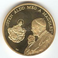 1991. "II.János Pál pápa látogatása - Szombathely" aranyozott piefort emlékérem. Szign: BG...