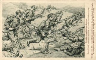 Military WWI Hungarian soldiers against a Russian trench s: Basch Árpád