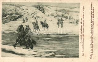 Military WWI Hungarian soldiers in the icy river s: Basch Árpád