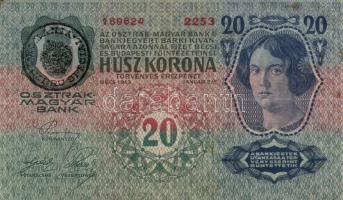 1902-1915. 1000K (2x) + 100K + 20K (2x) I. és II. kiadás + 2K + 10K, köztük 3db "Romania" ...