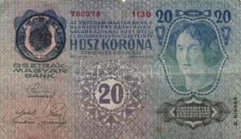 1902-1915. 1000K (2x) + 100K + 20K (2x) I. és II. kiadás + 2K + 10K, köztük 3db "Romania" ...