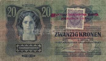 1913. 20K (4x) + 1914. 2K bélyegzések az SHS Királyság területéről, egyik "Versecz..." kör...