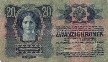 1913. 20K (4x) + 1914. 2K bélyegzések az SHS Királyság területéről, egyik "Versecz..." kör...