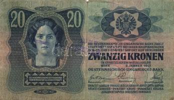 1913. 20K (4x) + 1914. 2K bélyegzések az SHS Királyság területéről, egyik "Versecz..." kör...