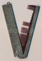 cca. 1900 Antik ezüst fémjellel ellátott enyhén sérült fésű br.: 15,8 g 8x2 cm