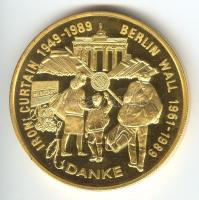 1989. "Vasfüggöny / Berlini fal" aranyozott piefort emlékérem. Szign.: BGY. (d=65mm) T:PP