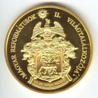 1991. "Magyar Reformátusok II. Világtalálkozója" aranyozott piefort emlékérem. Szign.: L.F. (d=65mm) T:PP