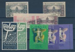 1932-1942 9 db levélzáró Budapesti vásár, közte lemezhibás pár