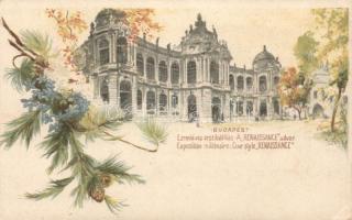 Budapest Ezredéves Országos Kiállítás Reneszánsz-udvar litho 5kr Ga. s: Cserna