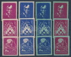 1927-1928 12 darab Gárdonyi Szabó Kálmán Ady Endre levélzáró 4 színváltozatban