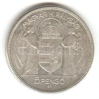 1930. 5P Ag "Horthy jobbra" T:2-