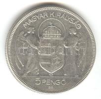 1930. 5P Ag "Horthy jobbra" T:3+
