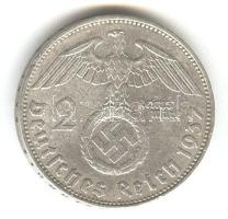 Német 3. Birodalom 1937D 2M Ag "Hindenburg" T:3
German Third Reich 1937D 2 Marks Ag "...