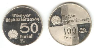 1974. 50Ft Ag + 100Ft Ag "50 éves az MNB" T:PP Csak 6000db!