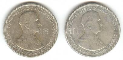 1930. 5P Ag "Horthy jobbra" (2x) T:3
