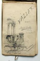 1898 Petrik Albert (1876-1916) építészmester vázlatkönyve borítóval, de benne csak néhány lappal