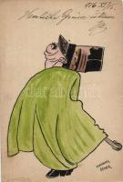 Kanonier Ecker, K.u.K. military humour, hand-painted card