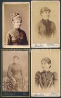 cca 1870-1900 8 db keményhátú nőket ábrázoló fotó, magyar fényképészek műtermeiből / vintage photos from various artists 6,5x10,5 cm