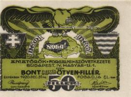Budapest 1920.12.31. "Amatőrök Forgalmi Szövetkezete" 50f vágáshibával T:I