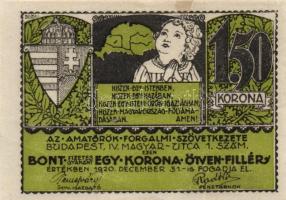 Budapest 1920.12.31. "Amatőrök Forgalmi Szövetkezete" 1,5K "AFSZ" ovális bélyegző a hátlapon T:II