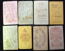 cca. 1870-1900 8 db nőket ábrázoló keményhátú  fotó, magyar fényképészek műtermeiből / vintage photo...