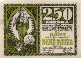 Budapest 1920.12.31. "Amatőrök Forgalmi Szövetkezete" 2,5K T:II(hajtatlan, kis sarokhiány és cellux maradvány)