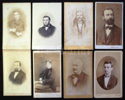 cca. 1870-1900 8 db Férfi portré keményhátú  fotó, magyar fényképészek műtermeiből / vintage photos from various artists 6,5x10,5 cm